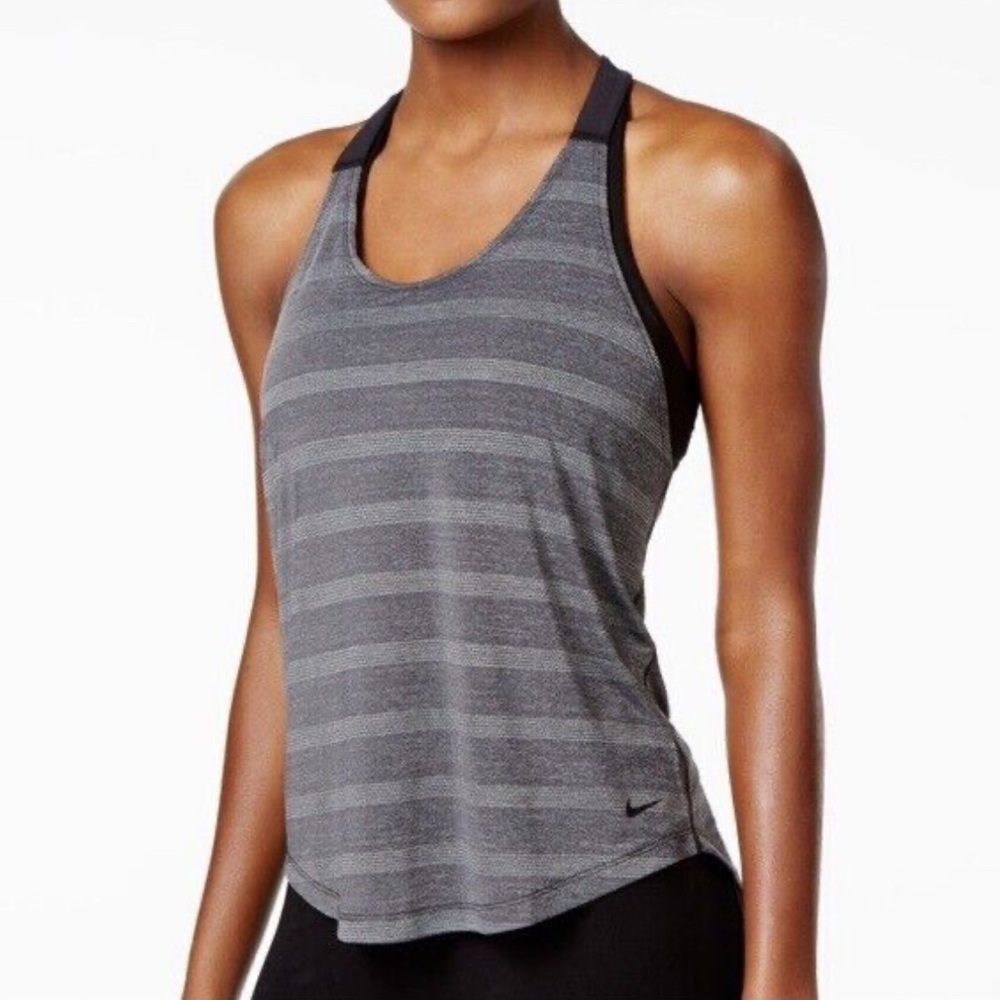 Nike Tank Top Womens M Medium Gray Dri-Fit Loose Fit Elastika Elevate Training